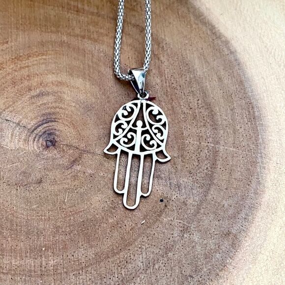 Hamza Sterling Silver Popcorn Chain Necklace - Picture 5 of 6